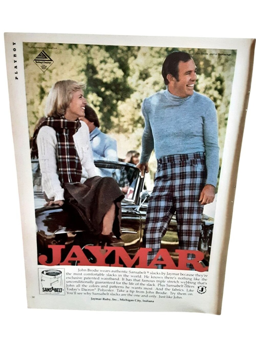1978 Jaymar Sansabelt John Brodie Vintage Slacks Fashion Print Ad